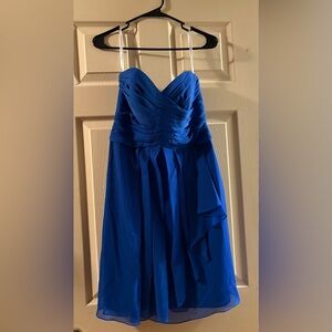 David's Bridal Strapless Royal Blue Dress